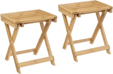 5Five bijzettafel opvouwbaar - 2x - bamboe hout - L39 x B33 x H44 cm