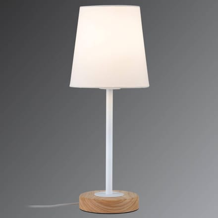 LED-tafellamp Stellan E27 max. 20W Wit, Hout Textiel, Metaal, Hout