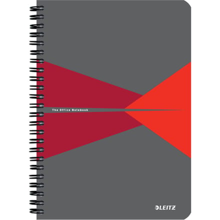 Leitz Office Notitieboek A5 Gelijnd - met PP Omslag - 80 Grams Papier - Rood