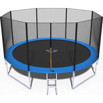 Trampoline - VIKING CHOICE - Trampoline rond 435 cm - Max. 180 kg - Veiligheidsnet inbegrepen - Ladder inbegrepen blauw