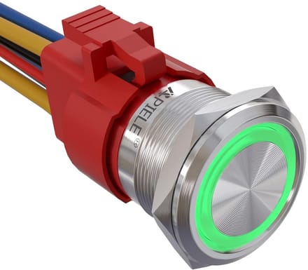 22 mm drukschakelaar met waterdichte vergrendeling en led verlichting - ideaal voor auto, camper, vrachtwagen, boot