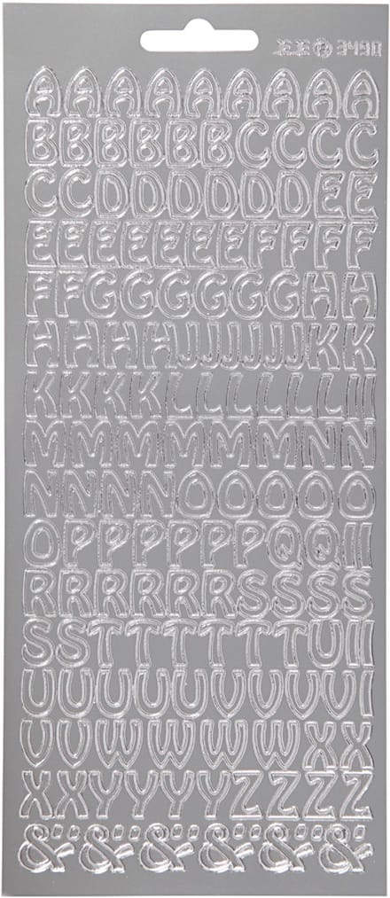 Stickers, alfabet, vel 10x23 cm, zilver, 1 vel