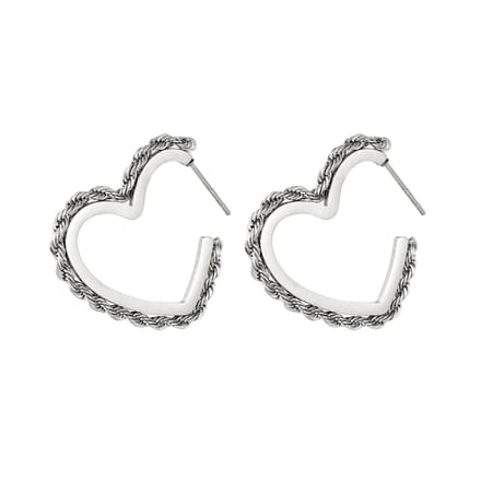 Oorbellen twisted heart silver - oorbellen - hart - Yehwang - zilver