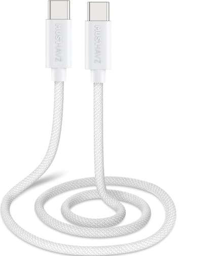 Musthavz Gevlochten USB-C naar USB-C 2 Meter - Wit/White