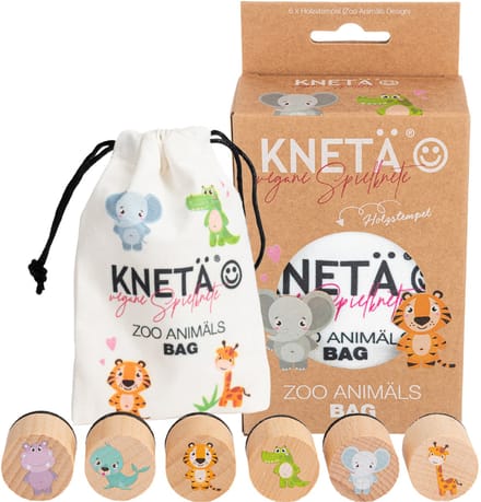 KNETA Stempelset - Zoodieren - 6 Stempels - In Geschenkdoos - 1 Jaar