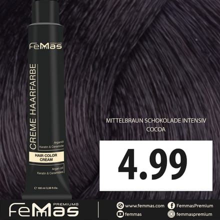 Femmas (4.99) - Haarverf - Intense chocolade middenbruine - 100ml