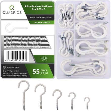Quadrios 22SA053 Assortiment schroefhaken wit 55 onderdelen 55 stuk(s)