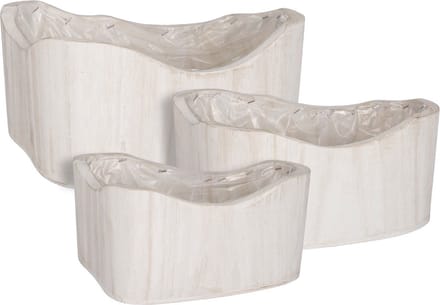Mica Decorations Maud Bloempotten Set - 36.5x30x15 cm - Hout - Wit