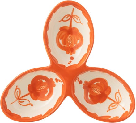 J-Line serveerschaal Granada Clover - keramiek - wit/oranje