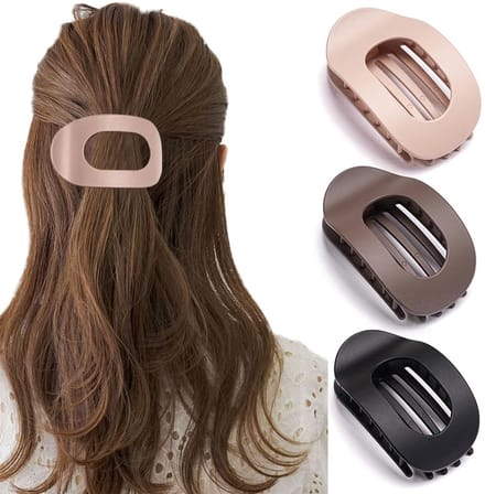 Dailygoods - BelleVive 3 stuks platte haarklemmen voor dik en dun haar - matte eendenbekkenvorm in groot