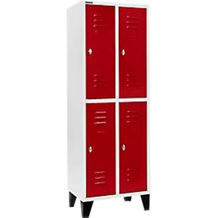 Schäfer Shop Select Kledinglocker, 2 x 2 compartimenten, 300 mm, met poten, draaigrendelslot, Deur robijnrood
