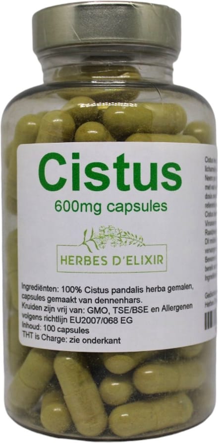 Herbes D'elixir Cistus kruid - 600mg capsules - 100 Stuks - Ondersteunt de weerstand