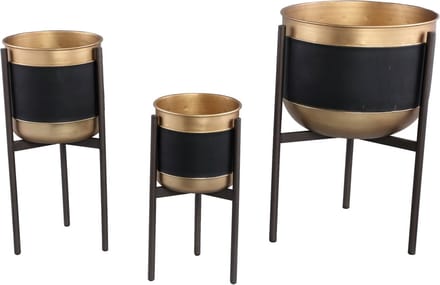 PTMD Bloempot Wilno - 32x32x49 cm - Ijzer - Goud - Set van 3