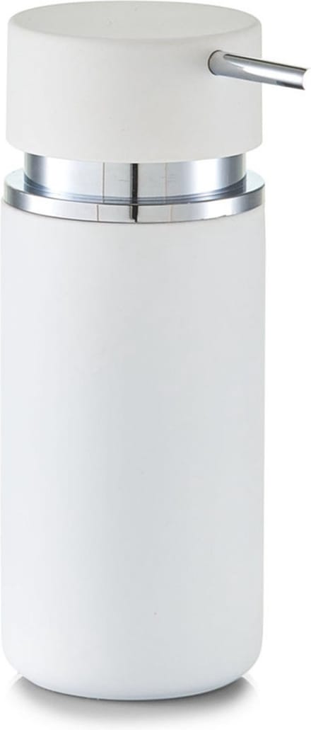 Zeller Zeeppompje/dispenser - keramiek/rubber coating - wit - 16 cm