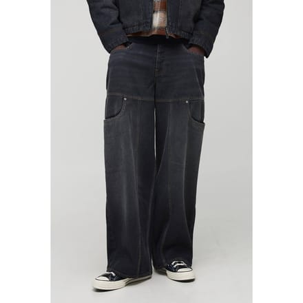 Baggy fit Gewassen Carpenter-gepanellede Jeans | Charcoal | Size 30R