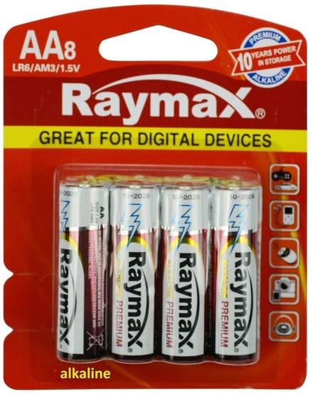 Raymax Krachtige AA batterijen - Alkaline - Langdurig - 8 stuks