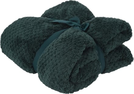 H&S Fleece deken/dekentje/plaid - polyester - donkergroen - 130 x 170 cm