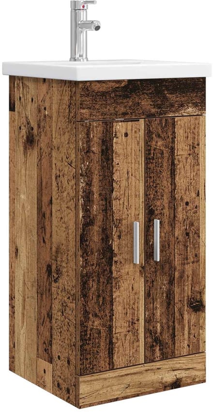 vidaXL - Badkamer - Vanity - met - Wastafel - Oud - hout - 42 - x - 40 - x - 84,5 - cm