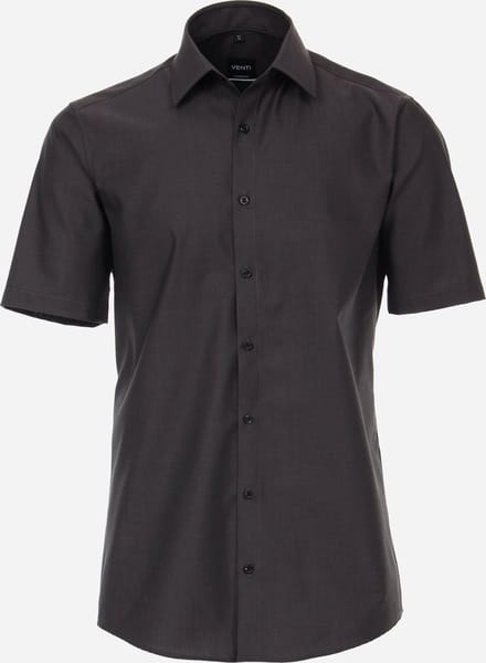 VENTI modern fit overhemd - korte mouw - popeline - grijs - Strijkvriendelijk - Boordmaat: 43