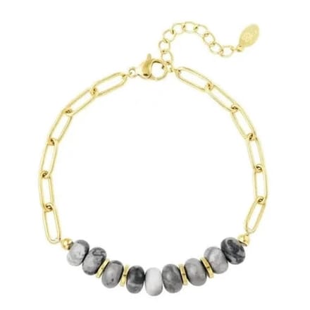 Yehwang Armband Chunky met steentjes Stone goud grijs