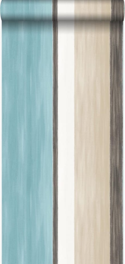 Origin Wallcoverings behang strepen turquoise en beige - 53 cm x 10.05 m - 346929