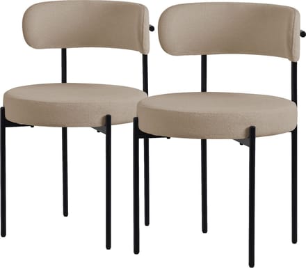 ML-Design eetkamerstoelen set van 2, keukenstoel in teddy stof bruin, woonkamerstoel met rugleuning, gestoffeerde stoelen met zwarte metalen poten, ergonomische loungestoel, stoel voor eetkamer