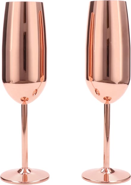 Bar Professional: Champagne Flute Set RVS Copper Look 22 cl -set van 2 stuks-
