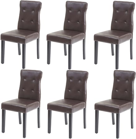 Set van 6 eetkamerstoelen MCW-E58, stoel eetkamerstoelen ~ kunstleer bruin, donkere poten