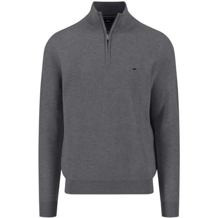 Fynch-Hatton Trui Troyer Zip Fine Allover Texture Steel / male