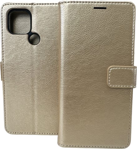 Bookcase Geschikt voor: Oppo A15 - Goud - portemonnee hoesje