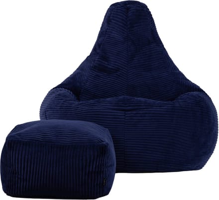 icon - Dalton Zitzak Fauteuil met Poef - Gaming - Ribfluweel - Marineblauw