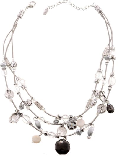 Behave Korte ketting lengte 40 cm, metaal, epoxy, hangers van glas kralen en metaal