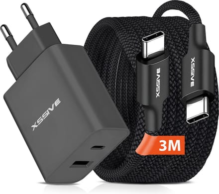 Snellader - 3 Meter - Geschikt voor iPhone 15, 16 en Samsung Galaxy - USB-C Adapter met USB C naar USB C Kabel