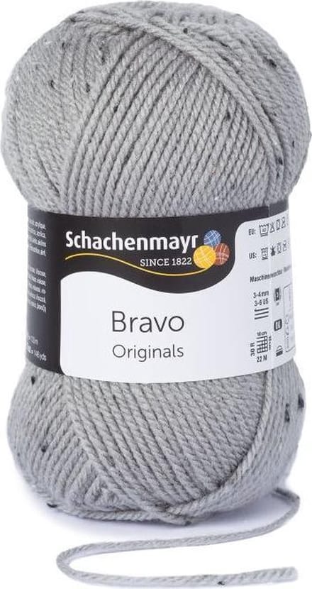 Bravo Wol - 50 gram -  Lichtgrijs met zwart