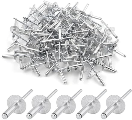 Dailygoods - 100 Stuks Aluminium Blindklinknagels - Grote Kop, 4,8 x 20 mm