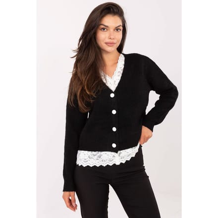 Lace Detail Cardigan - Schwarz / Einheitsgröße