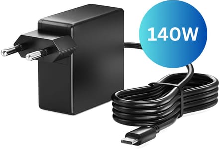 ViaDennis USB C kabel met adapter 140W - Universeel voor alle laptops - USB-C oplader - Zwart