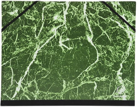 Exacompta 10x Tekenmap gemarmerd vernist papier met elastieken 26x33 - A4 en 24x32cm - Groen - 625E