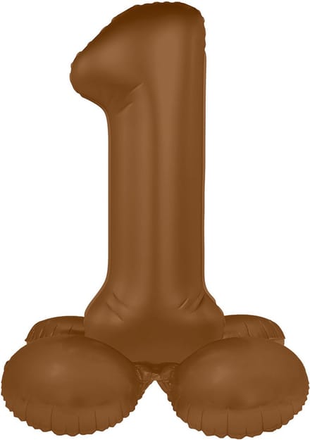 Staande Folieballon Cijfer 1 - Chocolade Bruin - Ultra Matt - 41 cm