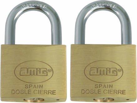 Amig Hangslot met 2 sleutels - 2x - 20 mm - messing - kofferslot
