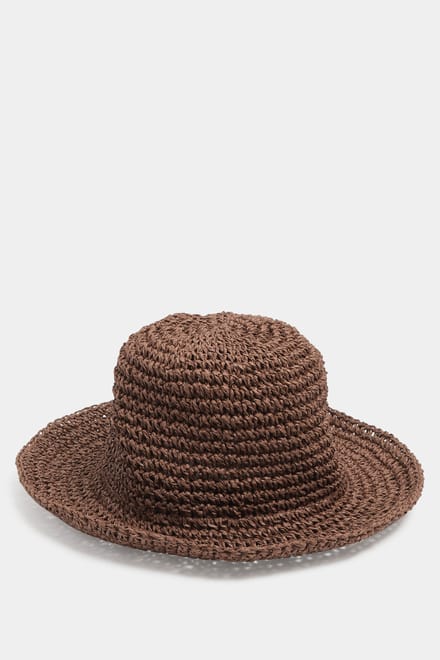 Yours Chocoladebruine Geweven Vissershoedsize One Size