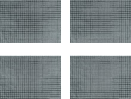 Krumble Theedoek met ruitpatroon klein - 40 x 60 cm - Katoen - Grijs - Set van 4