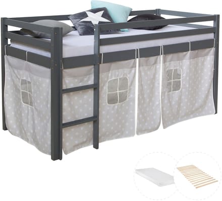 Homestyle4u Hoogslaper - 90x200 cm - Grijs - met matras