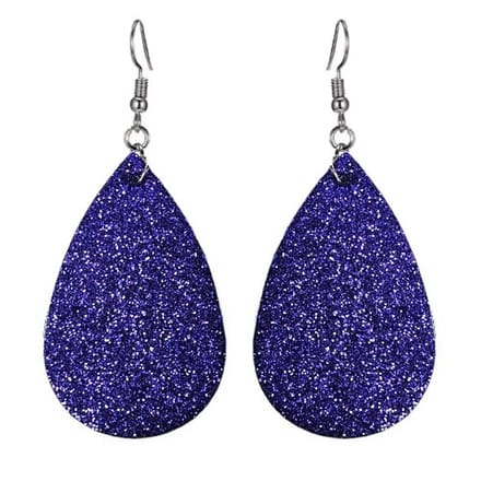 Fako Bijoux® - Oorbellen - Druppel - Glitter - Kunstleer - Donkerblauw