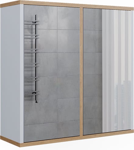 Vicco Didi Badkamerspiegelkast – 60 x 60 cm met twee spiegeldeuren Wit/Kunstnijverheid