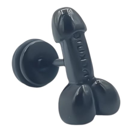 Stalen tragus piercing - "Suck me" penis - Kleur zwart
