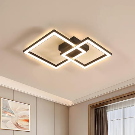 Haobosic - Plafondlamp - Dubbele ring design - Zandzwarte finish - 36W Warm licht