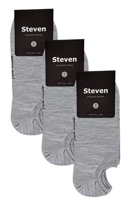 Steven - 3 Paar Heren Merino Wol Onzichtbare Sokken | Ademende Lichte Sokken - Lichtgrijs