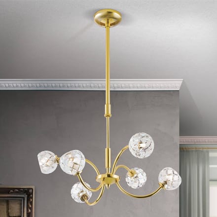 ORION Loodkristal-hanglamp Maderno, goud, 51cm