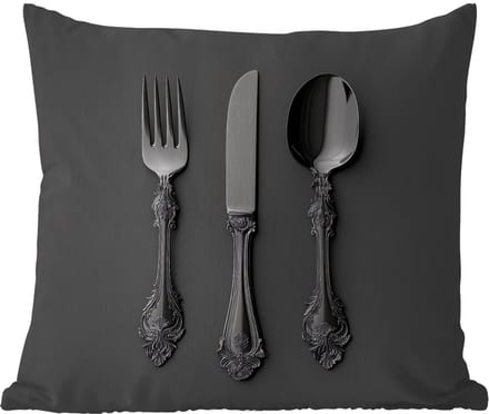 Buitenkussen - Bestek - Zwart - 45x45 cm - Weerbestendig